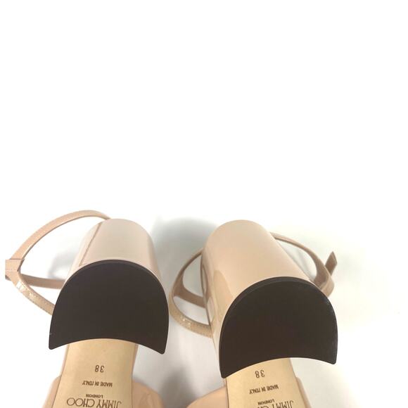 $850 Jimmy Choo EU38 US8 ELLISON85 Cut-Out Open Toe Block Leather Heeled Sandal - Picture 6 of 8